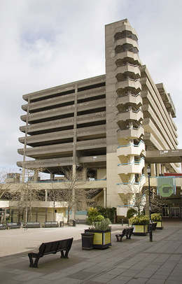 Photograph showing the current state of neglect of the car park and Trinity Square