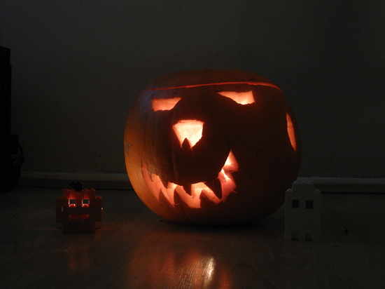 Pumpkin with lego pumkin and lego ghost